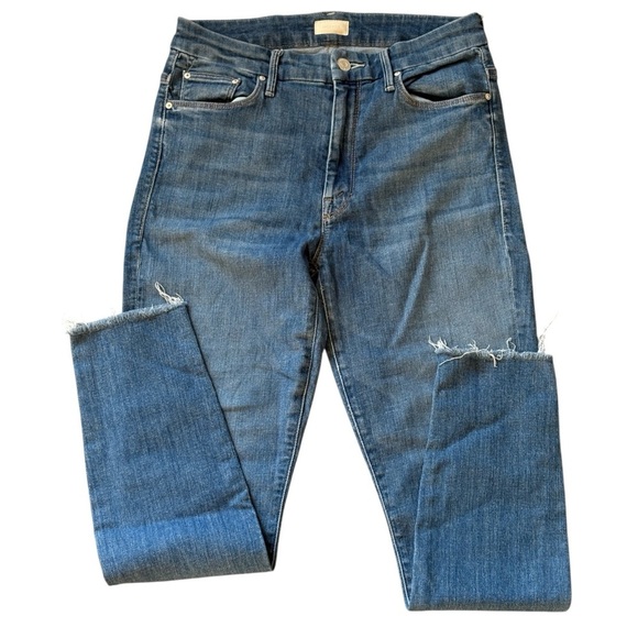 Mother Jeans Size 27 High Waisted Looker Ankle Fray One Smart Cookie Medium Wash - Picture 2 of 9